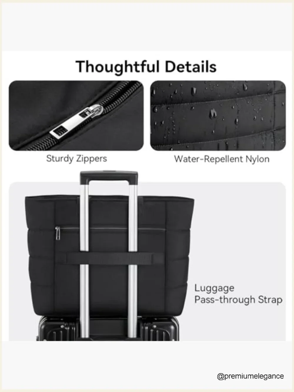 Lightweight Puffy Tote Bag for Travel Work Gym Laptop Bag